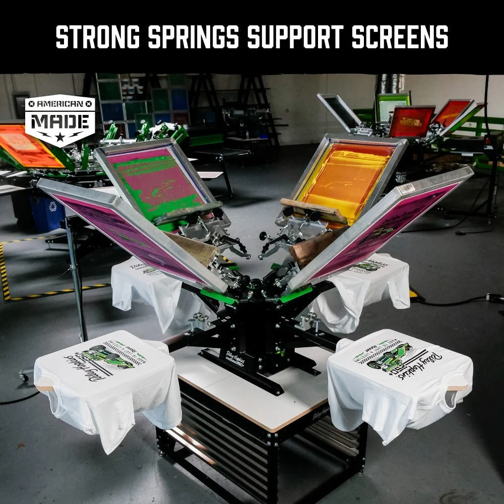 Riley Hopkins 250+ 6 Color 2 Station Screen Printing Press with XYZ Micro Registration 10