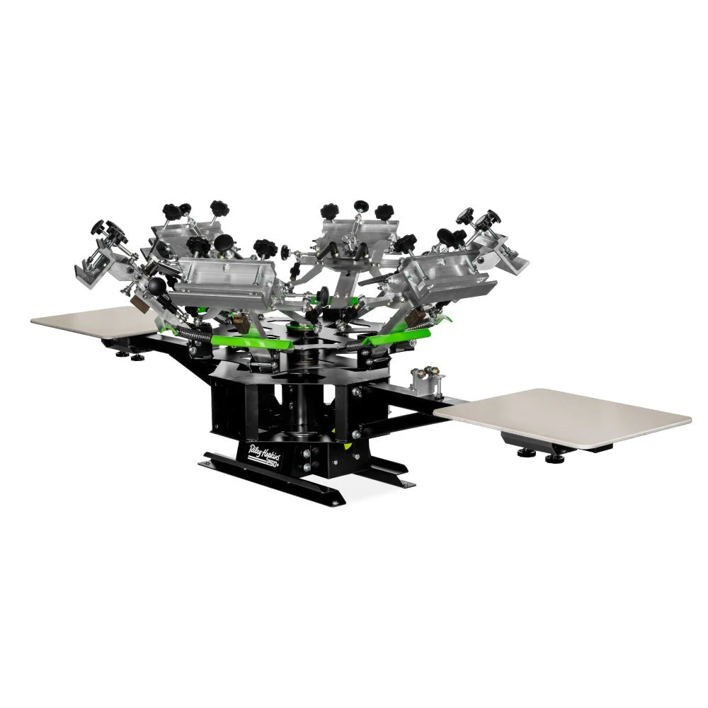 Riley Hopkins 250+ 6 Color 2 Station Screen Printing Press with XYZ Micro Registration 11