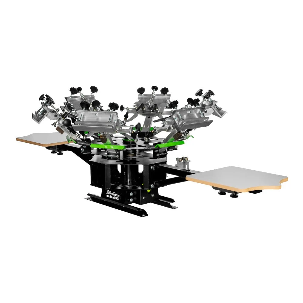 Riley Hopkins 250+ 6 Color 2 Station Screen Printing Press with XYZ Micro Registration