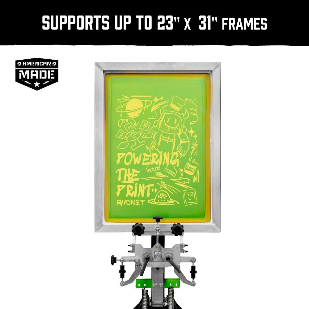 Riley Hopkins 250+ 6 Color 4 Station Screen Printing Press with XYZ Micro Registration 15
